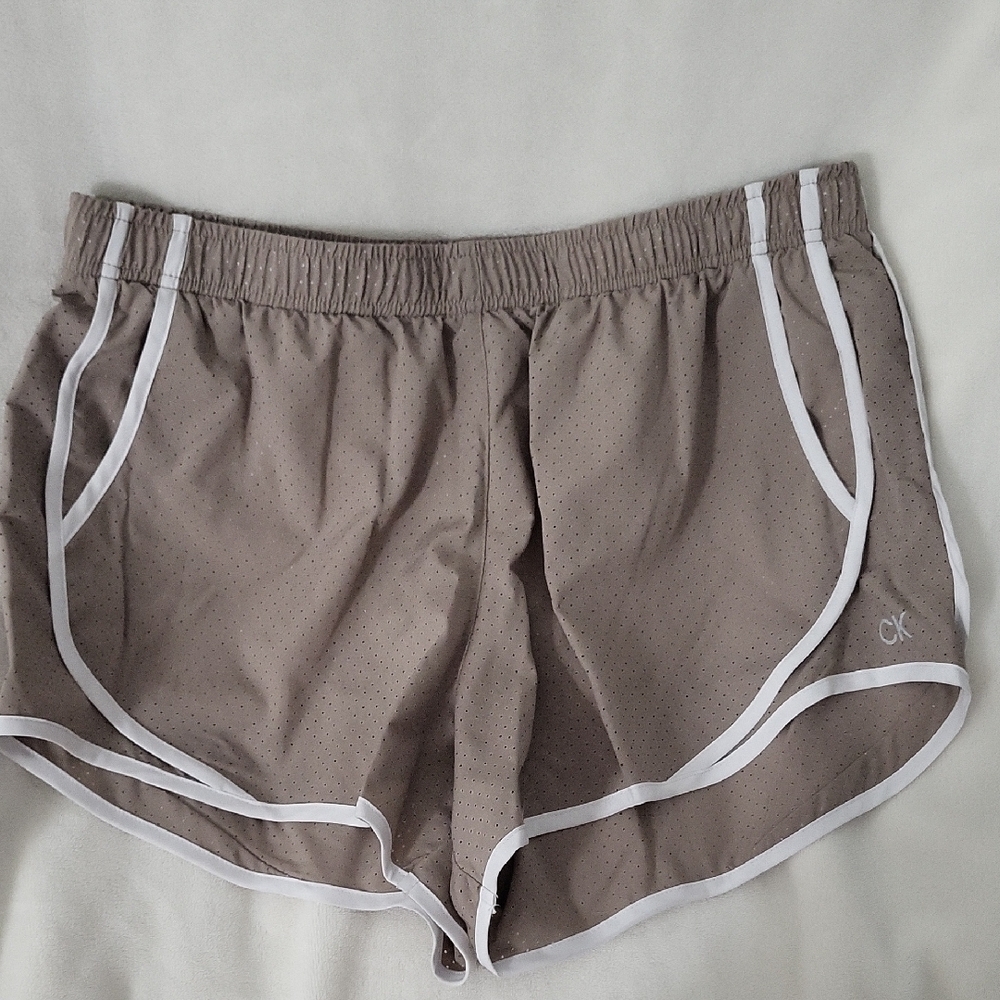 Calvin Klein Women's Athletic Tan Shorts With Built In Underwear